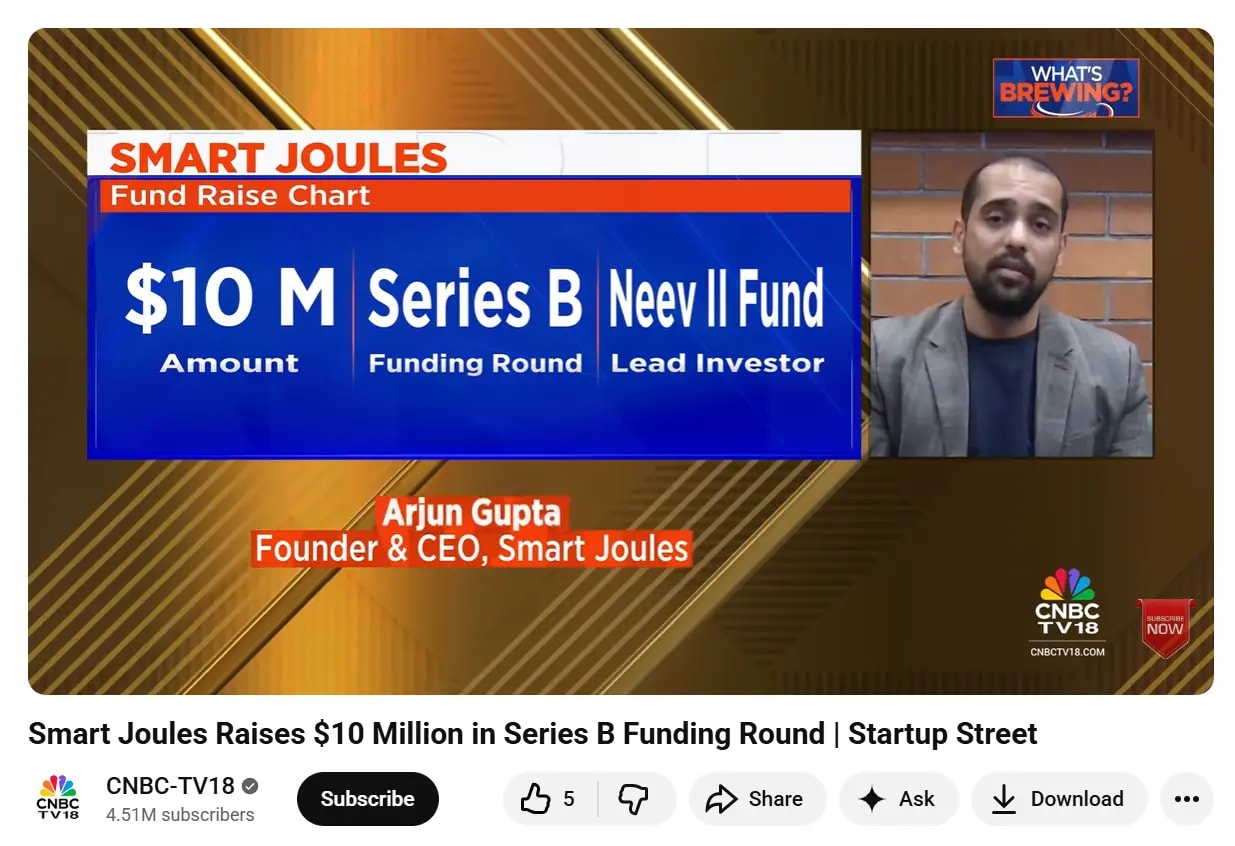Smart Joules Founder Arjun Gupta, In Conversation with CNBC TV 18